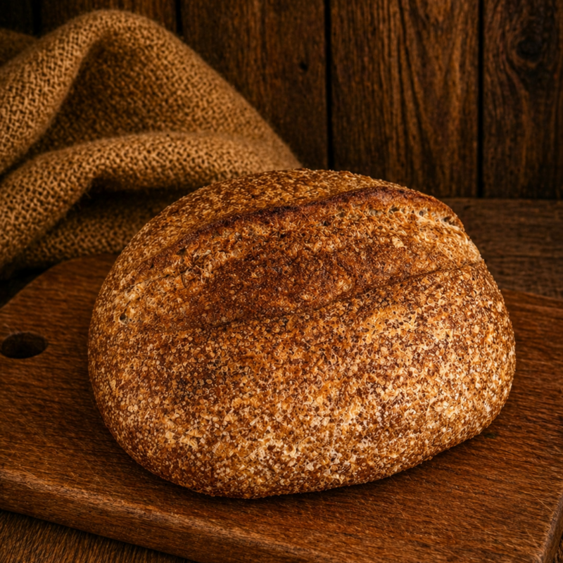 Хлеб цельнозерновой на дикой закваске (490 520г) — Ферма Корневых
